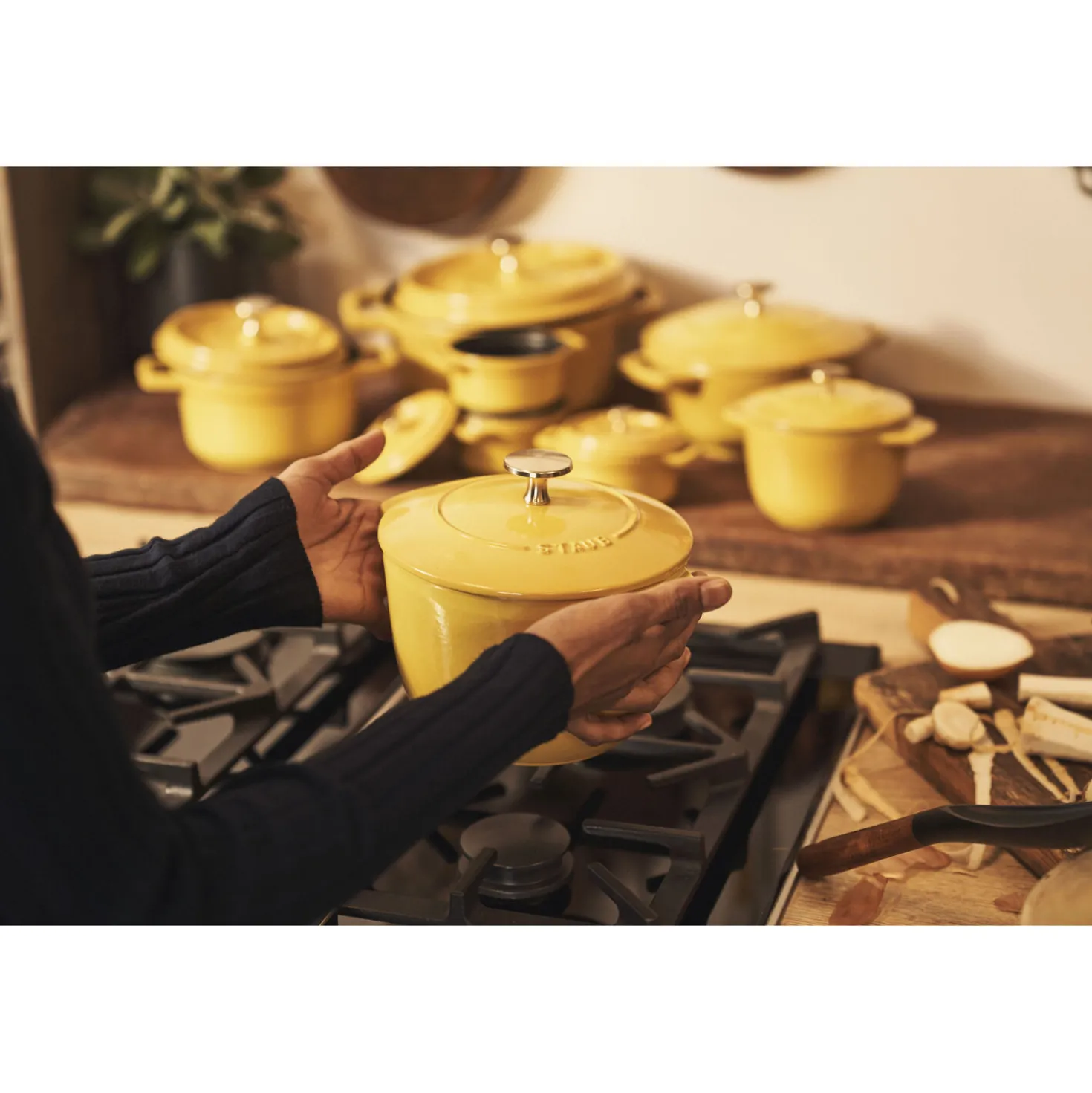 Reis-Cocotte 16 cm, rund, Citron, Gusseisen