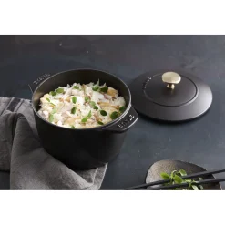 Reis-Cocotte 16 cm, rund, Schwarz, Gusseisen