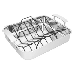 Röstpfanne mit Röstgitter 39 x 33 cm, 18/10 Edelstahl, Silber