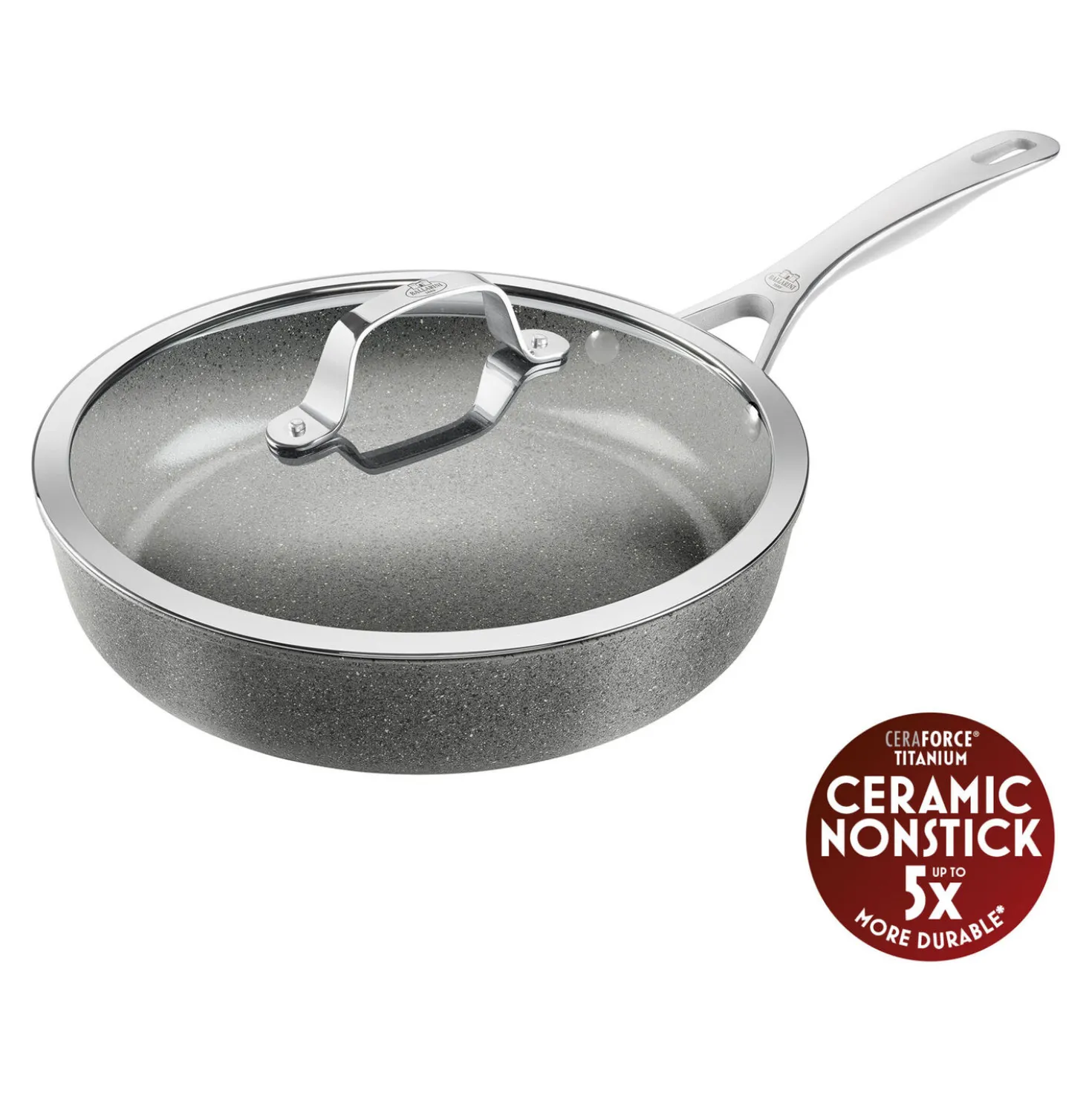 Schmorpfanne mit Deckel, 28 cm, Aluminium, Titanverstärkte keramische Antihaftbeschichtung