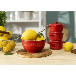 Schüssel 12 cm, rund, Kirsch-Rot, Keramik