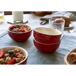 Schüssel Set mit Vakuumdeckeln/6-Teilig, 12cm/kirsch-rot