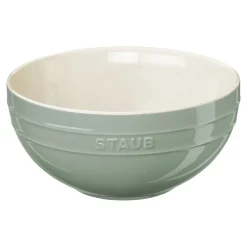 Schüssel-Set mit Vakuumdeckeln, 18 cm/ 24 cm/ 4-tlg., Eukalyptus/ Weiß, Keramik