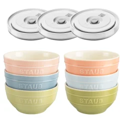 Schüssel-Set mit Vakuumdeckeln, 12 cm/ 9-tlg., Macaron/ Weiß, Keramik