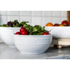 Schüssel-Set mit Vakuumpumpe und -deckeln, 18 cm/ 24 cm/ 5-tlg., Weiß, Keramik