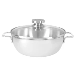 Servierpfanne mit Glasdeckel 24 cm, 18/10 Edelstahl