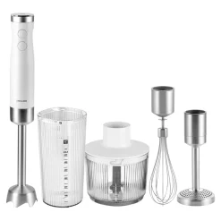 Stabmixer & Zubeh&ouml;r Set, 4-tlg., Silber-Weiß, Edelstahl/Kunststoff