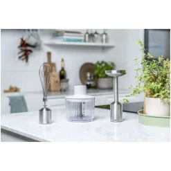 Stabmixer & Zubehör Set, 4-tlg., Silber-Weiß, Edelstahl/Kunststoff