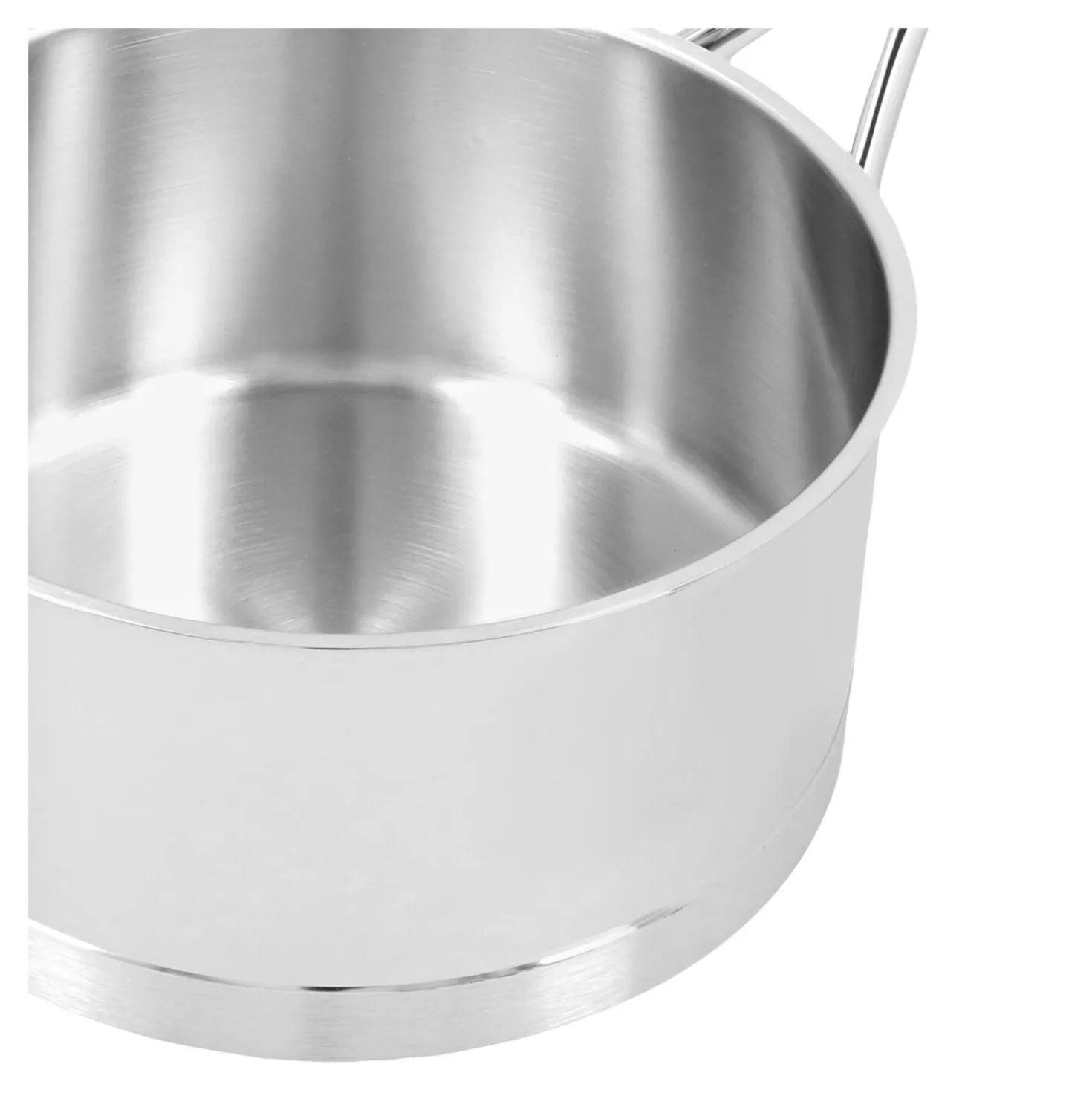 Stieltopf mit Deckel 18 cm, 18/10 Edelstahl, Silber