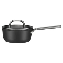 Stieltopf mit Glasdeckel 18 cm, Aluminium, Schwarz