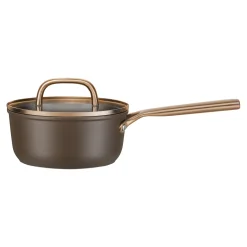 Stieltopf mit Glasdeckel 18 cm, Aluminium, Braun