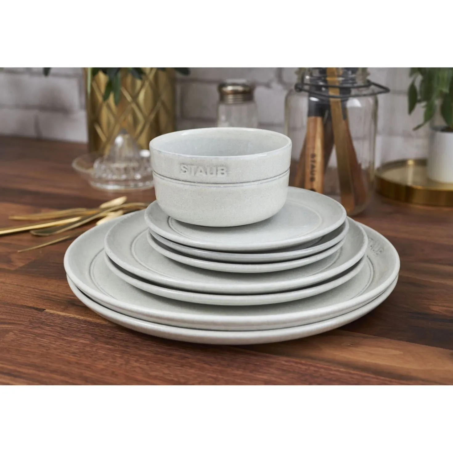 Teller flach 15 cm, rund, Weisser Trüffel, Keramik