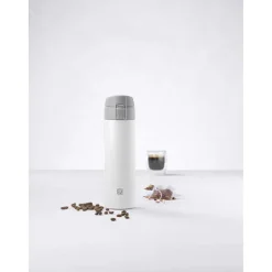 Thermobecher, 450 ml, Edelstahl, Weiß-grau