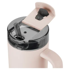Thermobecher mit Strohhalm, 900 ml, Edelstahl, Pink