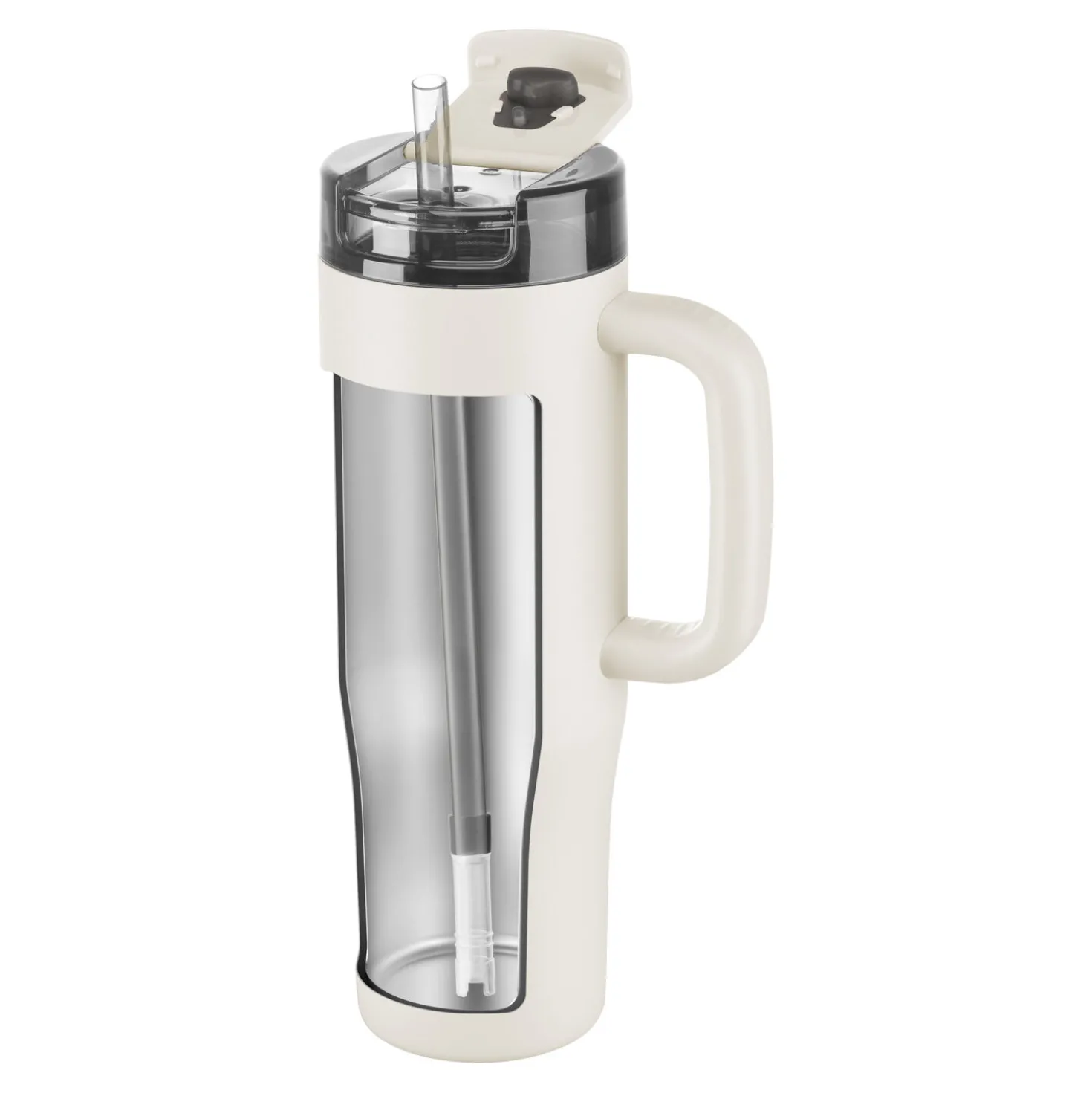 Thermobecher mit Strohhalm, 900 ml, Edelstahl, Cream