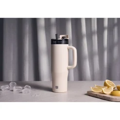 Thermobecher mit Strohhalm, 900 ml, Edelstahl, Cream