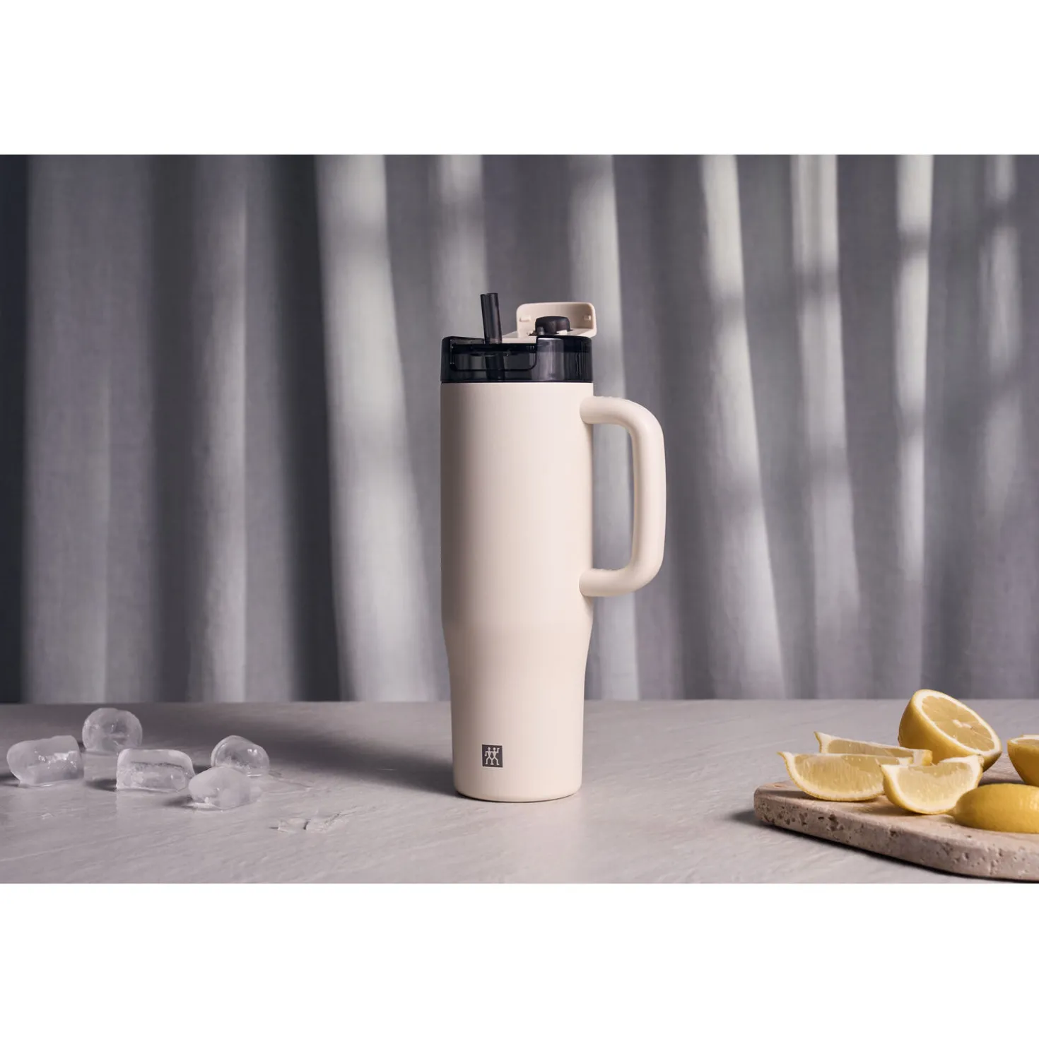 Thermobecher mit Strohhalm, 900 ml, Edelstahl, Cream