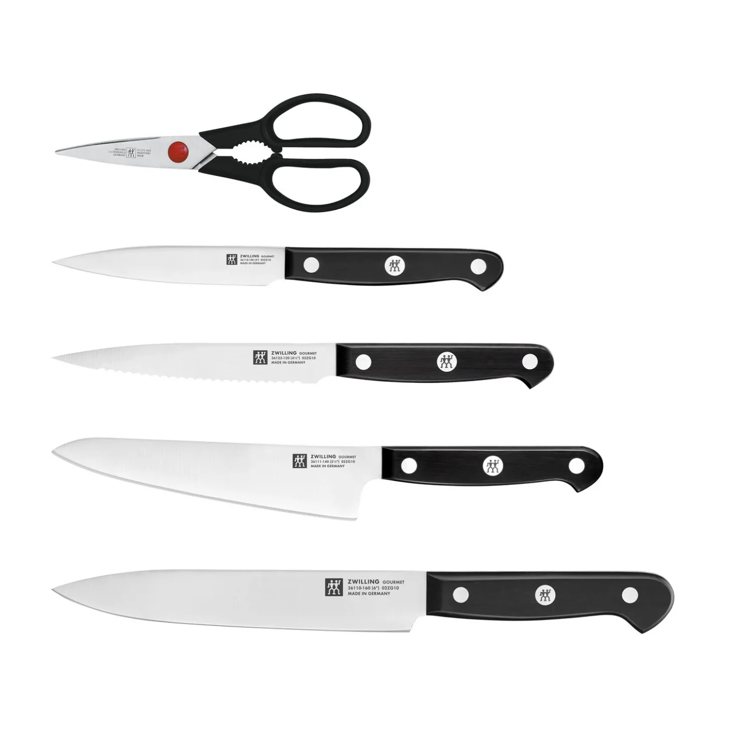 6-tlg, Messerblockset, Schwarz