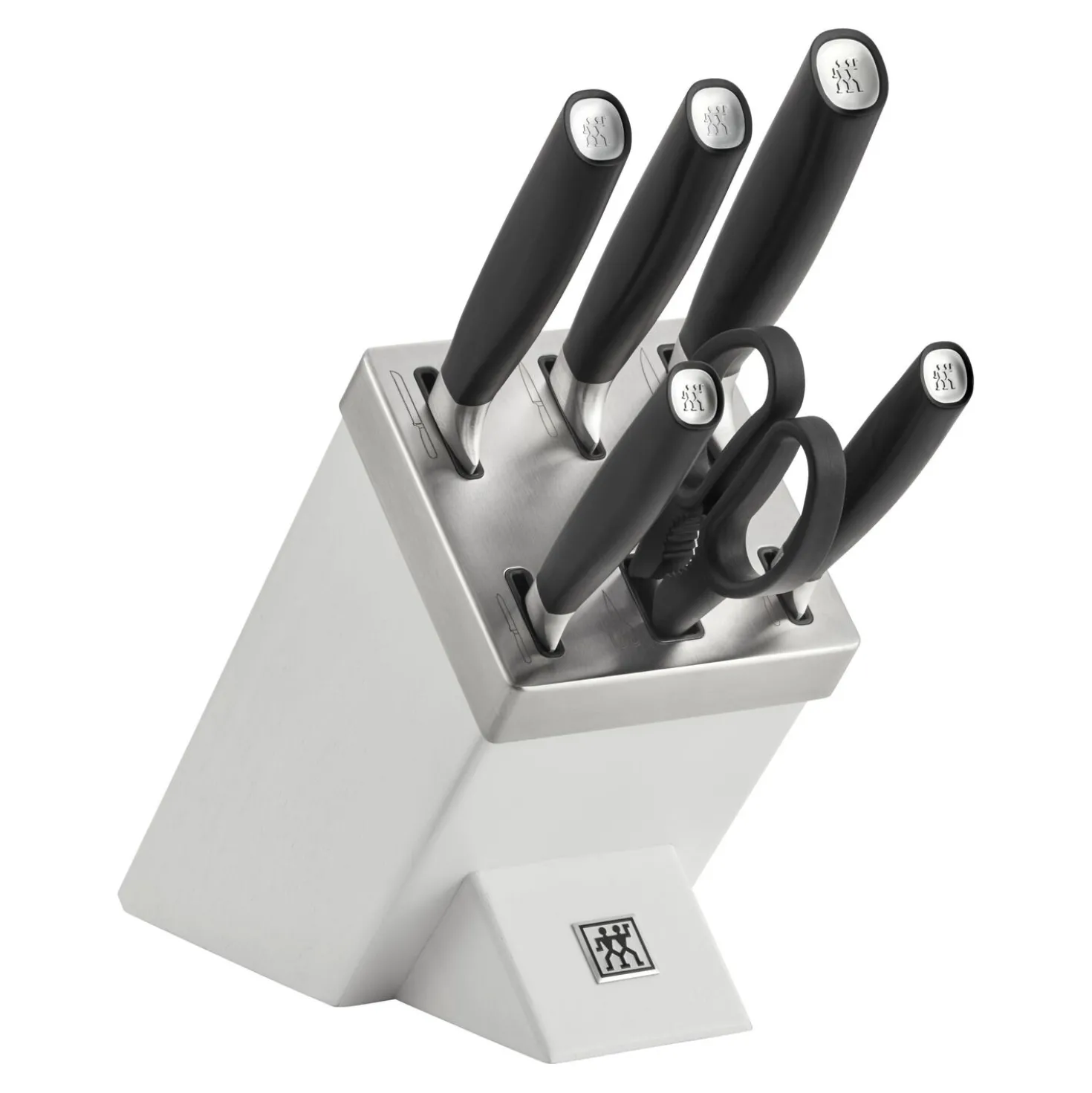 7-tlg, Messerblockset, Silber, Weiß