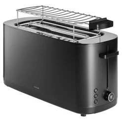 Toaster mit Brötchenaufsatz, 2 Schlitze lang, Schwarz