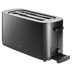 Toaster mit Br&ouml;tchenaufsatz, 2 Schlitze lang, Schwarz