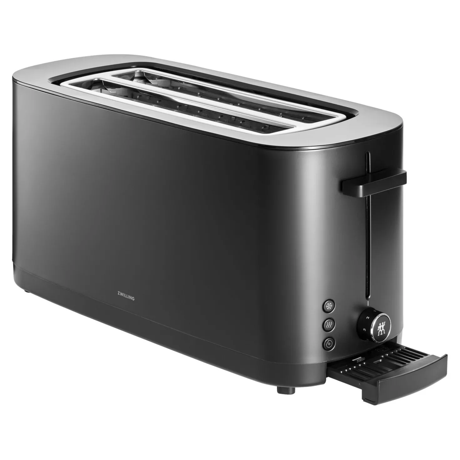 Toaster mit Brötchenaufsatz, 2 Schlitze lang, Schwarz