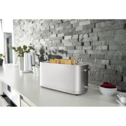 Toaster mit Br&ouml;tchenaufsatz, 2 Schlitze lang, Silber