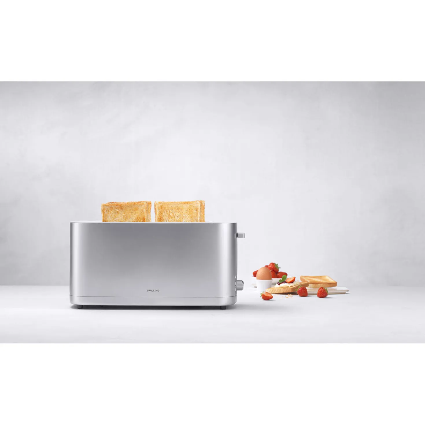 Toaster mit Brötchenaufsatz, 2 Schlitze lang, Silber