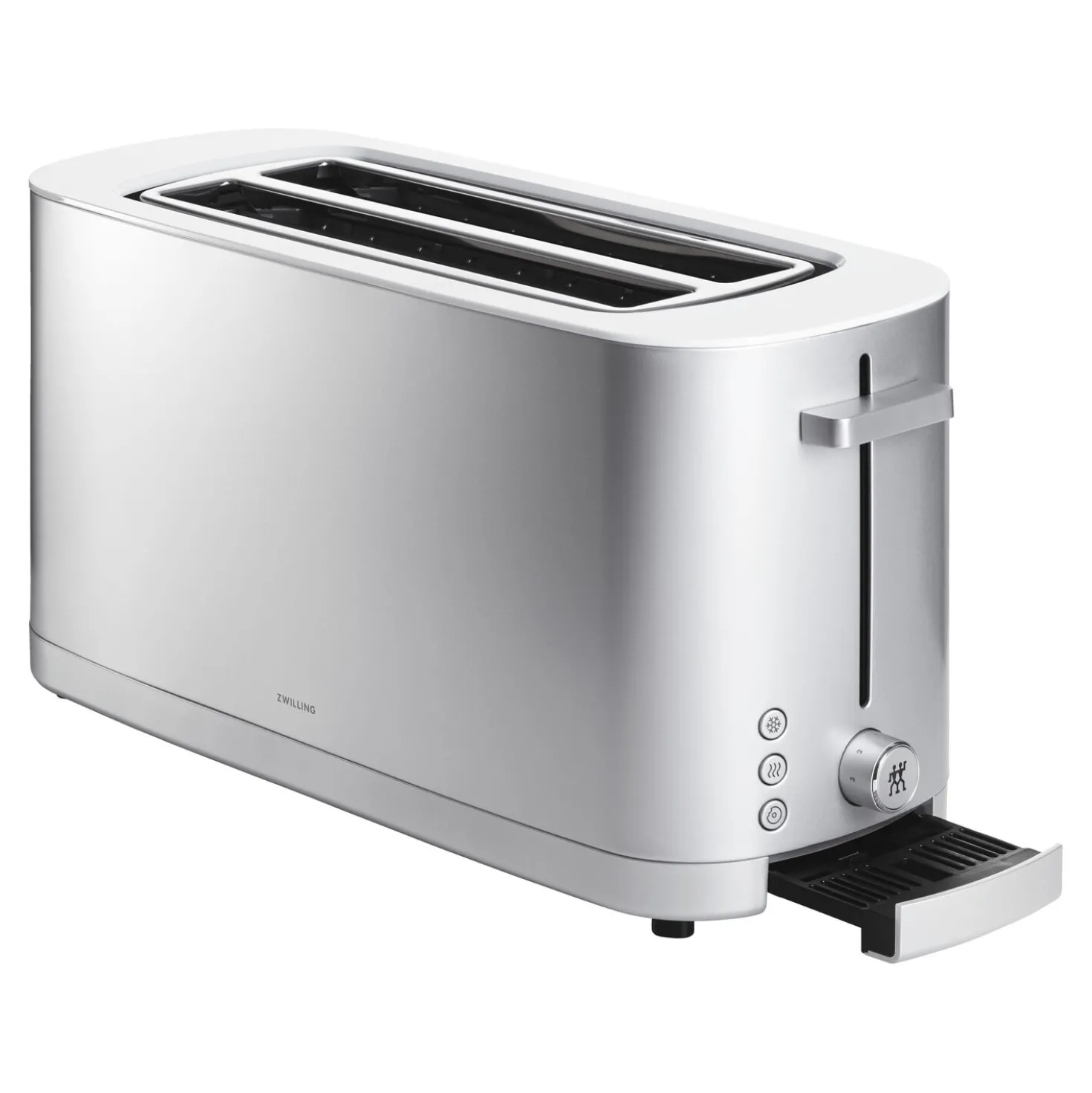 Toaster mit Brötchenaufsatz, 2 Schlitze lang, Silber