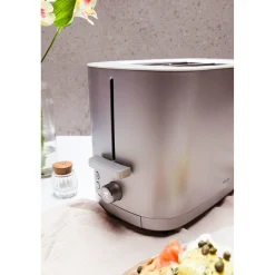 Toaster mit Br&ouml;tchenaufsatz, 2 Schlitze kurz, Silber