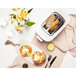 Toaster mit Br&ouml;tchenaufsatz, 2 Schlitze kurz, Silber