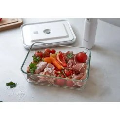 Vakuum Kühlschrankbox, Glas, Grau