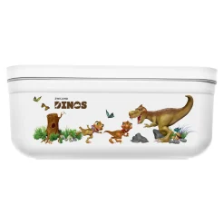 Vakuum Lunchbox DINOS L, Weiß-grau