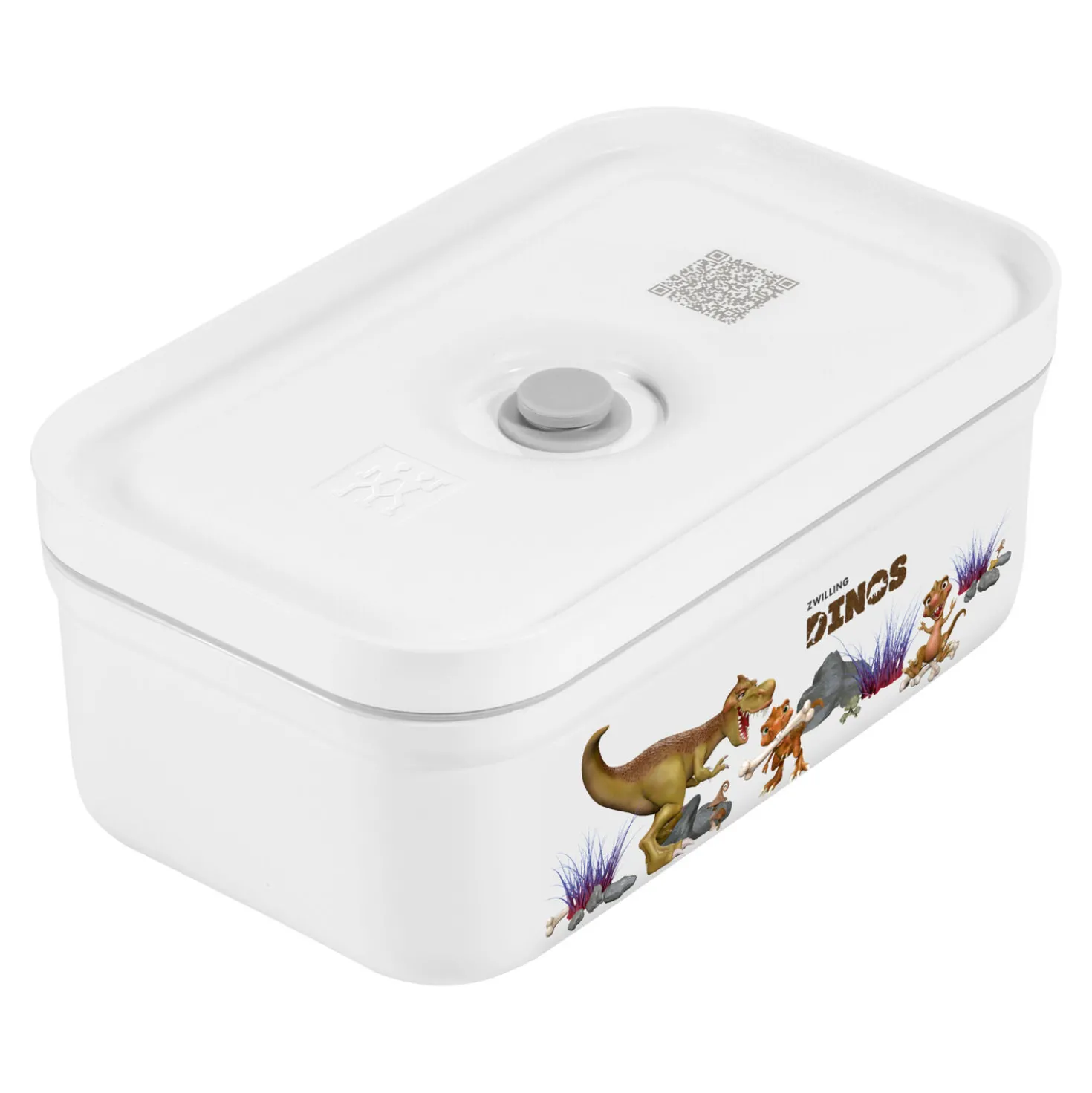 Vakuum Lunchbox DINOS M, Weiß-grau