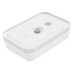 Vakuum Lunchbox L flach, Weiß-grau