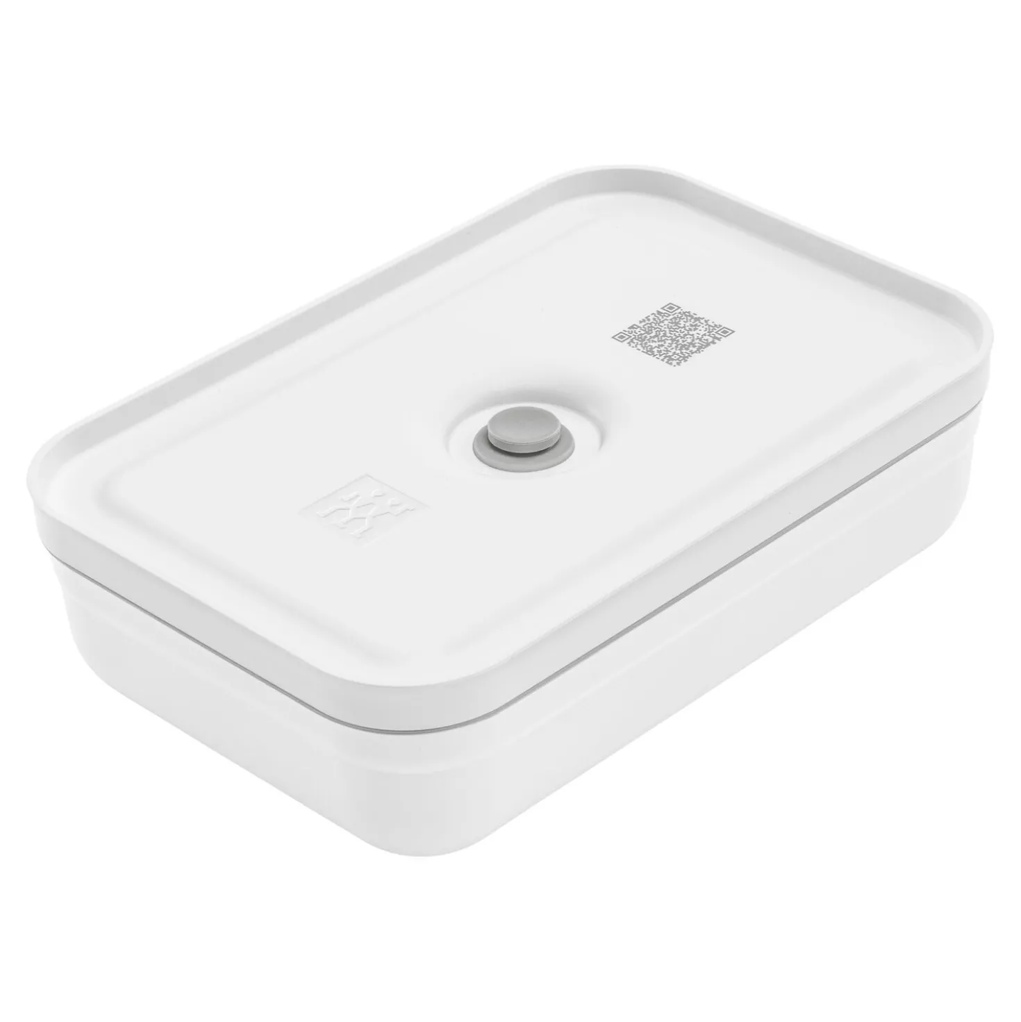 Vakuum Lunchbox L flach, Weiß-grau