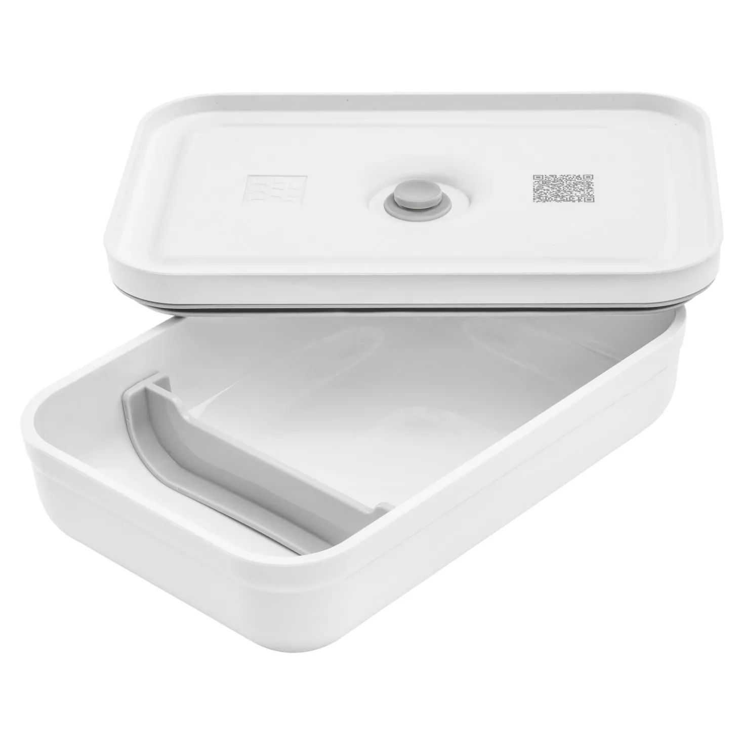 Vakuum Lunchbox L flach, Weiß-grau
