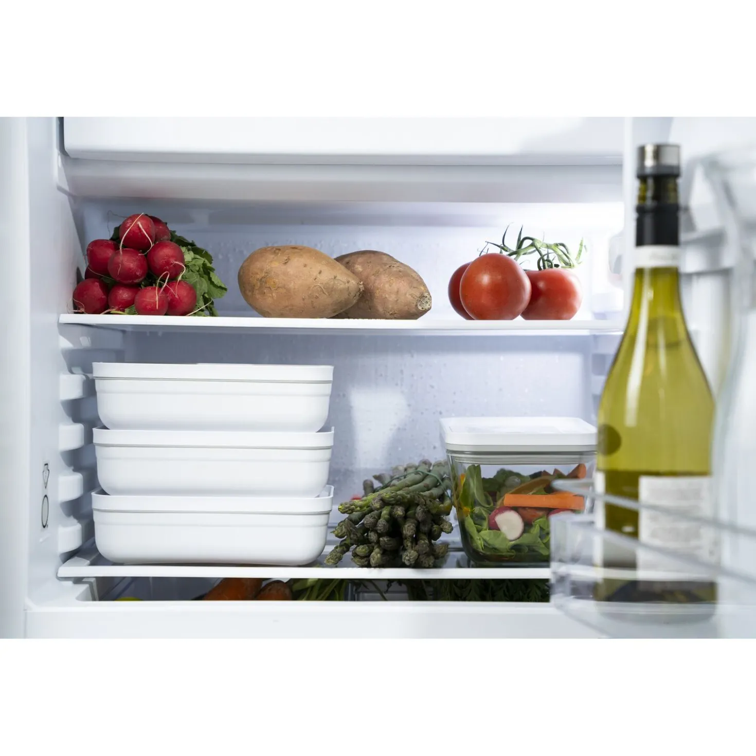 Vakuum Lunchbox L flach, Weiß-grau