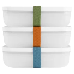 Vakuum Lunchbox Set, L flach / 6-tlg, Kunststoff, Semitransparent-Grau