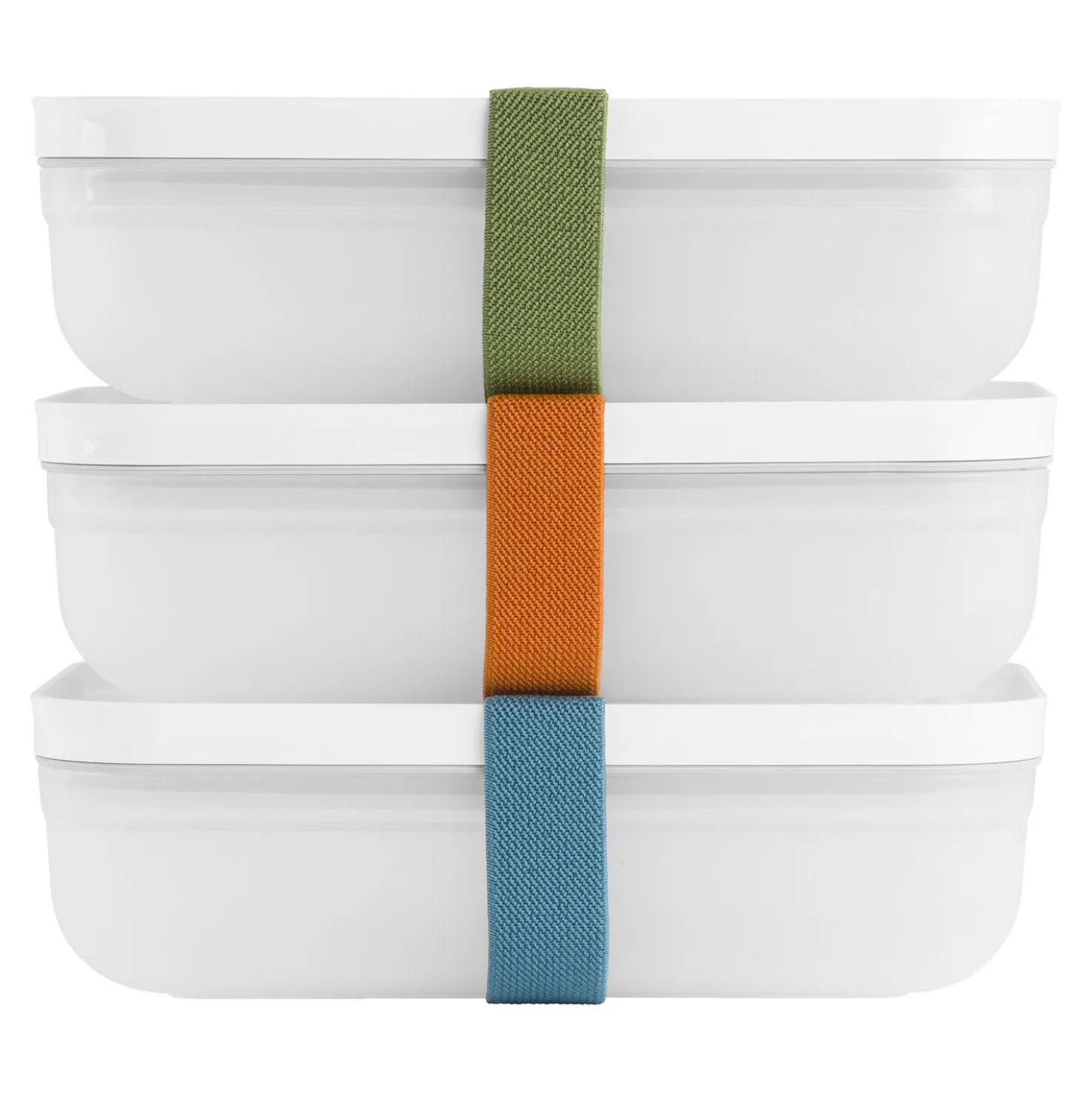 Vakuum Lunchbox Set, L flach / 6-tlg, Kunststoff, Semitransparent-Grau