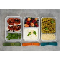 Vakuum Lunchbox Set, L flach / 6-tlg, Kunststoff, Semitransparent-Grau