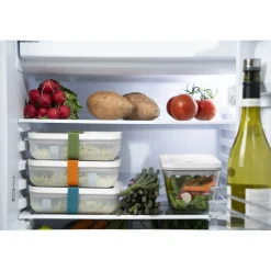 Vakuum Lunchbox Set, L flach / 6-tlg, Kunststoff, Semitransparent-Grau