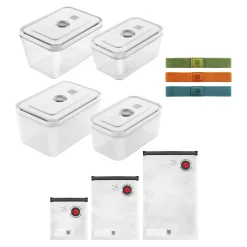 Vakuum Set, 17-tlg. / S/M/L, Grau/Transparent, Glas/Kunststoff