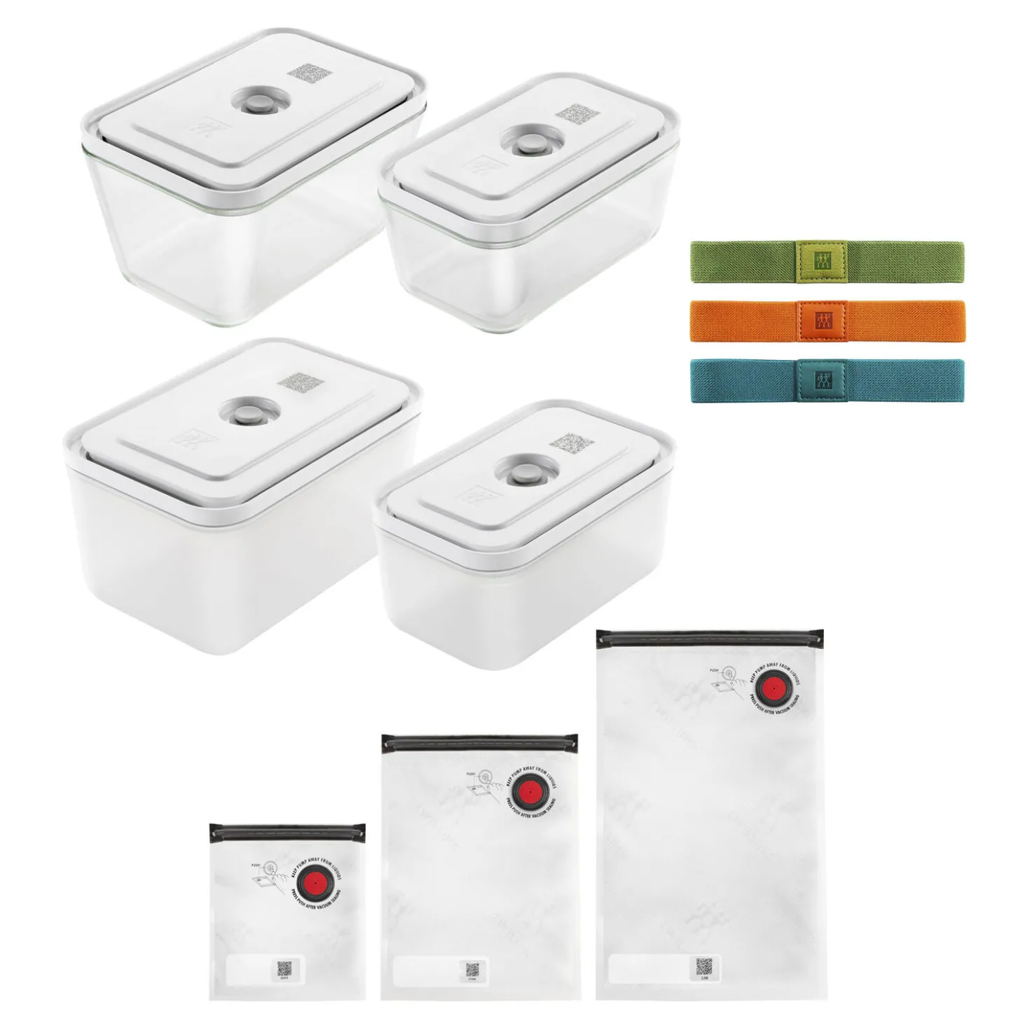 Vakuum Set, 17-tlg. / S/M/L, Grau/Transparent, Glas/Kunststoff