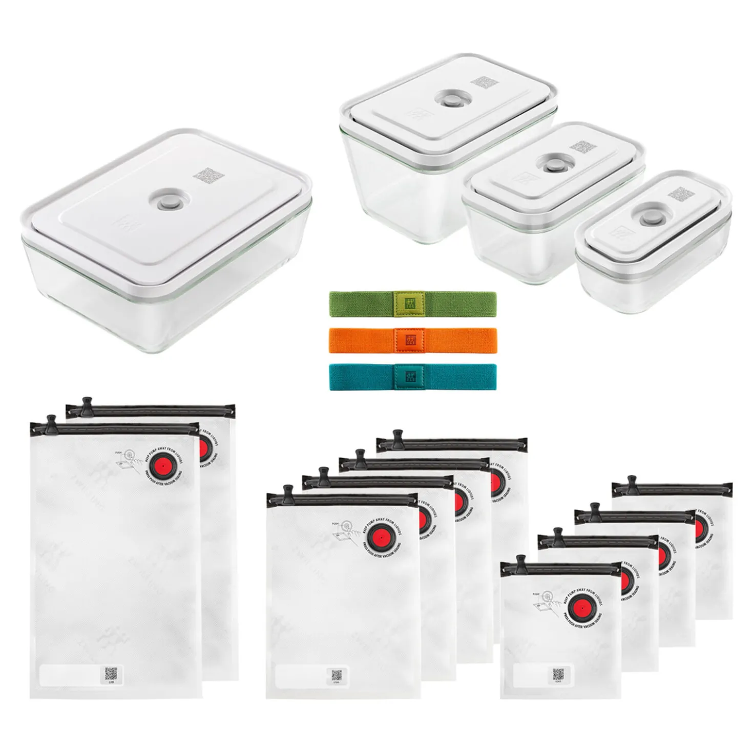 Vakuum Set, 17-tlg. / S/M/L, Grau/Transparent, Glas/Kunststoff
