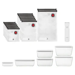 Vakuum Set, 21-tlg. / S/M/L, Grau/Transparent, Glas