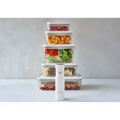 Vakuum Set, 21-tlg. / S/M/L, Grau/Transparent, Glas