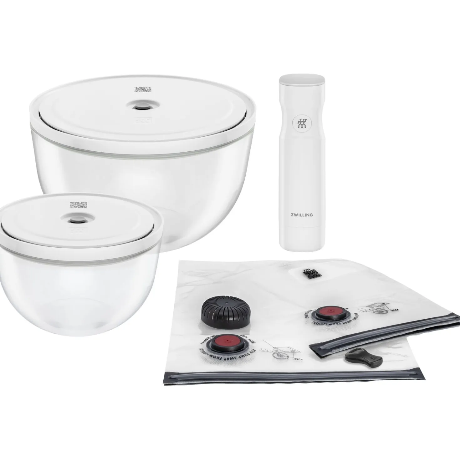 Vakuum Starter Set, Glas / M/L, 9-tlg, Transparent-Weiß