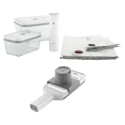 Vakuum Starterset mit Multi-Reibe, 7-tlg. / M/L, Grau/Transparent, Glas