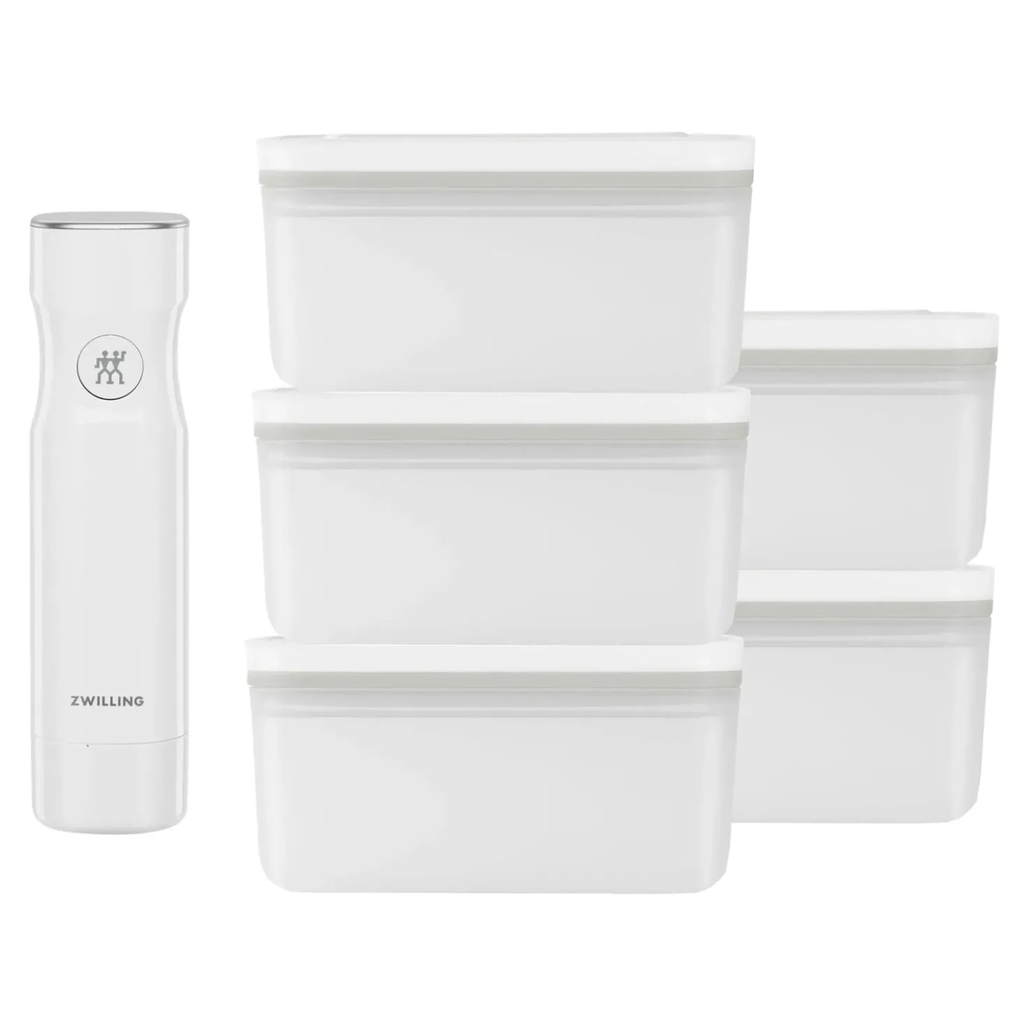 Vakuumbox & Pumpe Set, 6-tlg. / M, Grau/Weiß, Kunststoff
